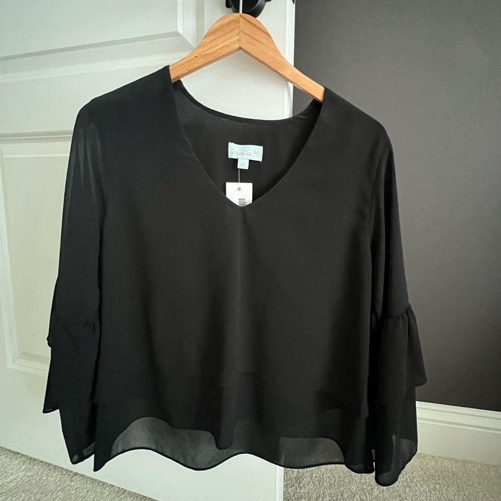 Veronica M sheer black blouse